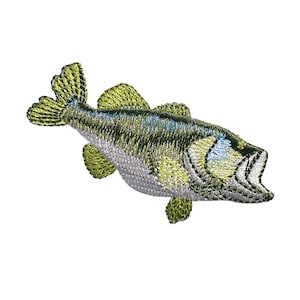 Largemouth Bass, Fish, Fishing, Embroidered, Iron-on Patch