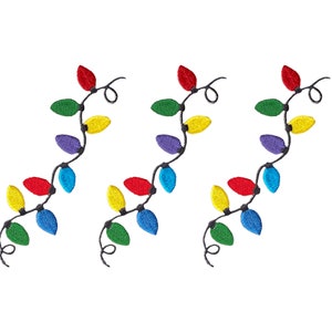 String of Christmas Lights, Bulbs, Embroidered, Iron on Patch