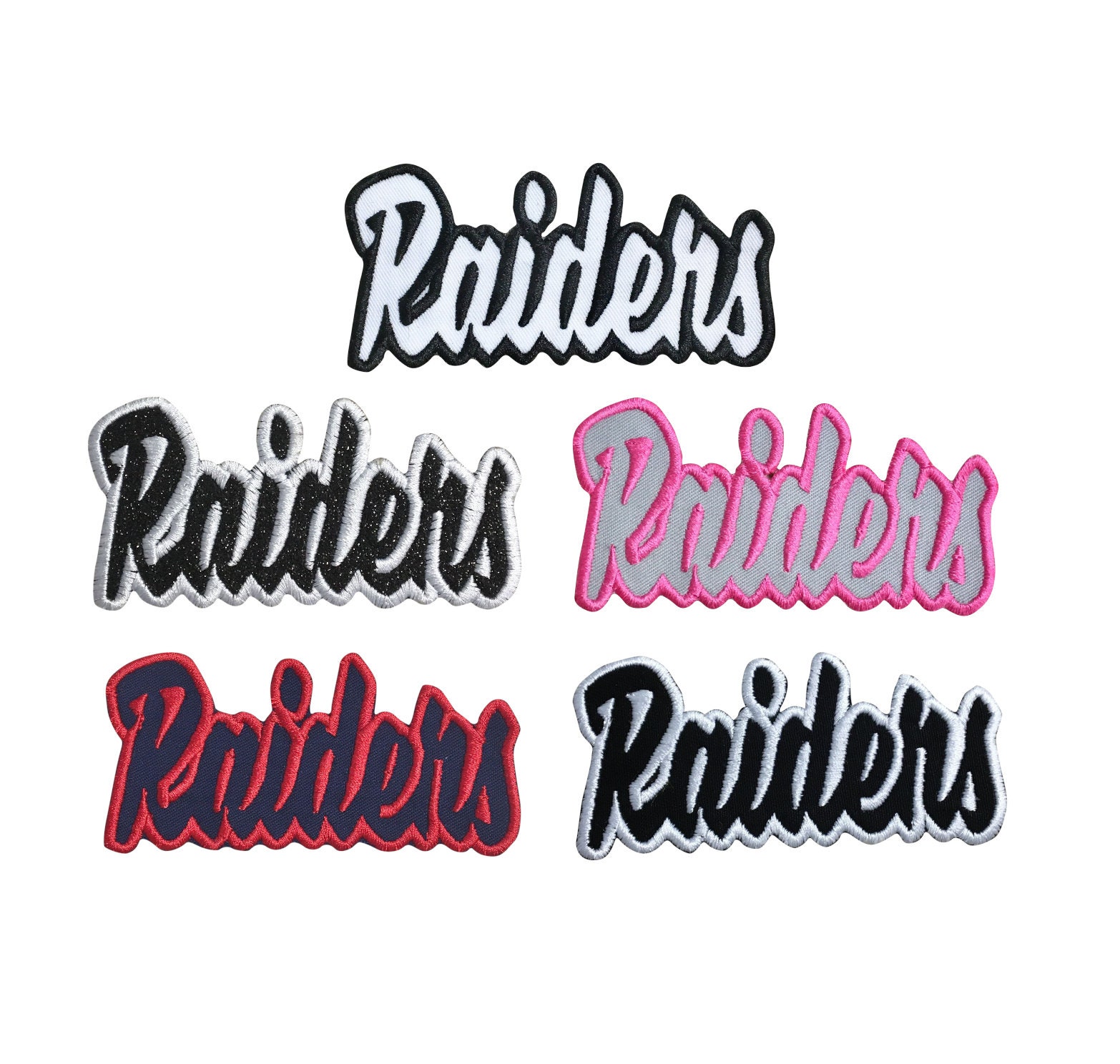 Raiders - Black/White - Team Mascot - Words/Names - Iron on  Applique/Embroidered Patch 