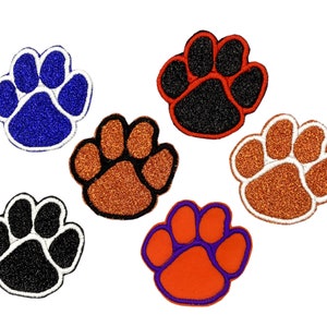 Paw Prints, Glitter or Twill, 1&quot;, 2&quot;, 3&quot;, Embroidered, Iron on Patch