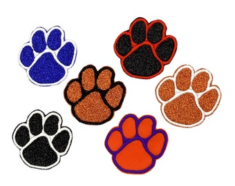 Paw Prints, Glitter or Twill, 1", 2", 3", Embroidered, Iron on Patch