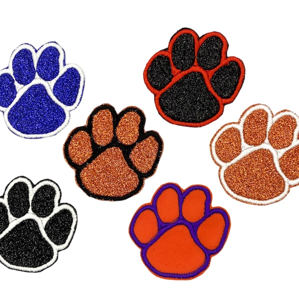 Paw Prints, Glitter or Twill, 1", 2", 3", Embroidered, Iron on Patch