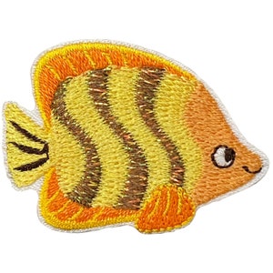 Yellow Striped Tropical Fish Embroidered Iron on Patch