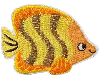 Yellow Striped Tropical Fish Embroidered Iron on Patch