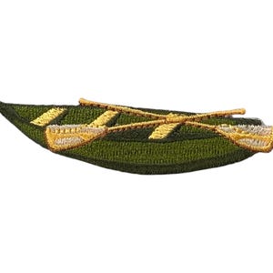 Green Canoe - Canoeing - Iron on Applique - Embroidered Patch