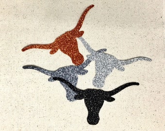 Glitter *HTV* - Steer Head - Longhorn - Iron on Applique - Heat Transfer Vinyl - No Mess Glitter