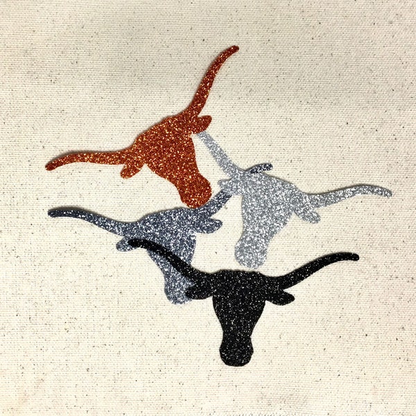 Glitter *HTV* - Steer Head - Longhorn - Iron on Applique - Heat Transfer Vinyl - No Mess Glitter