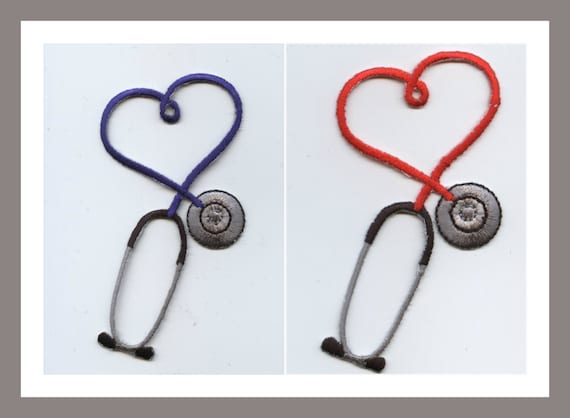 IRON ON PATCH//APPLIQUE Embroidered Light Blue Stethoscope CRAFT PROJECTS