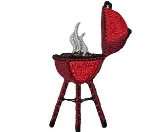 1-1/2" Red BBQ Grill - Grilling/Barbeque - Camping - Iron on Applique - Embroidered Patch