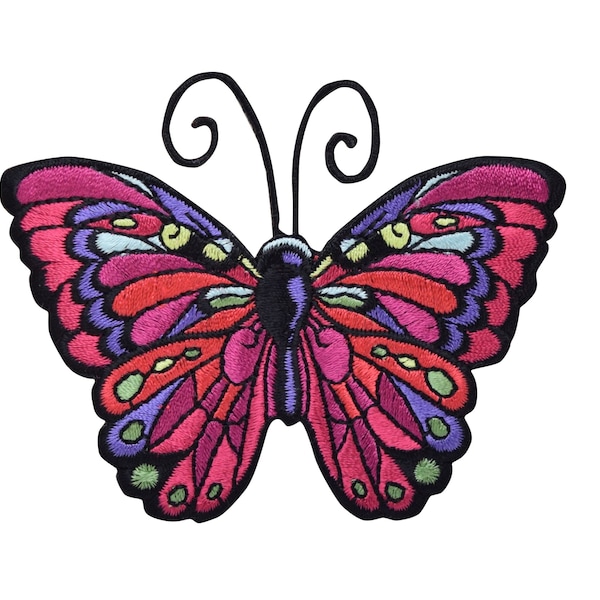 Small Butterfly - Jewel Tones - Iron on Applique - Embroidered Patch