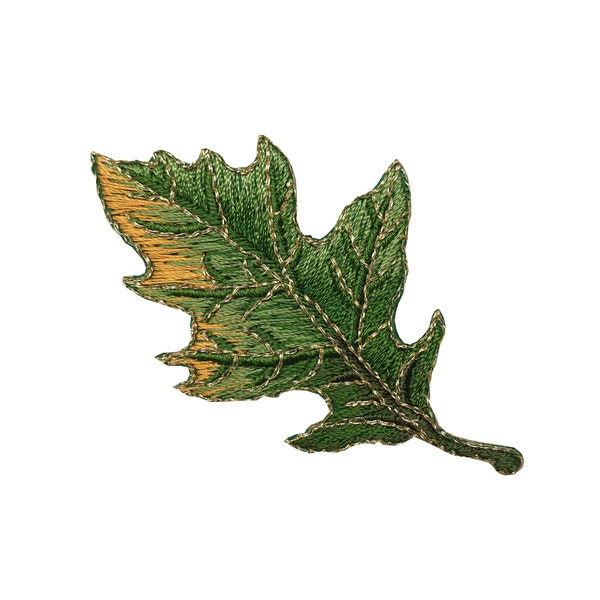 Tree Leaf - Fall - Oak Leaves - Green/Gold - Embroidered Patch - Iron on Applique - 1123948-A