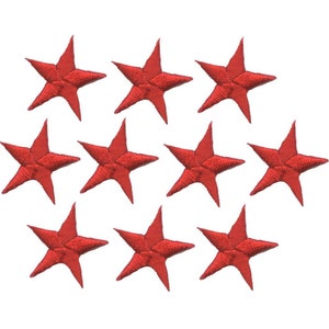 Red Stars - 1-5/8" - Pack of 10 Pieces - Iron on Applique -150034-03