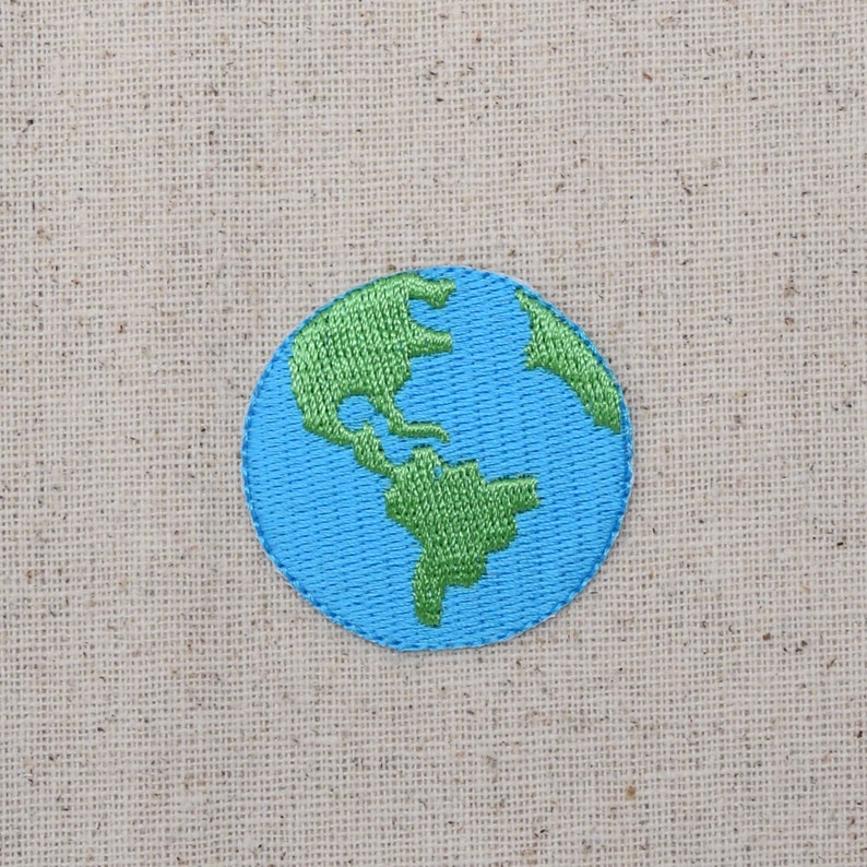 Planet Earth Iron on Applique Embroidered Patch Ecology 694726-A image 1