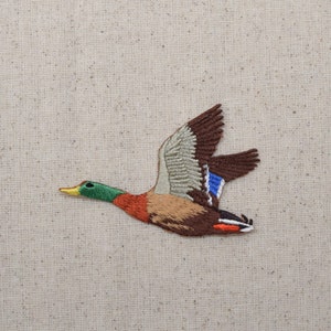 Mallard Drake Duck Flying Left or Right Iron on Applique Embroidered Patch image 2