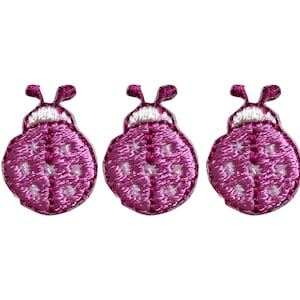 Mini Pink Ladybug, Embroidered, Iron on Patch