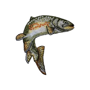 Golden Trout, Realistic Fish, Camping, Fishing, Embroidered, Iron on Patch