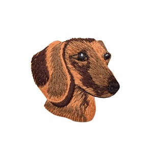Dachshund Head, Puppy Dog, Wiener dog breed, Embroidered, Iron on Patch