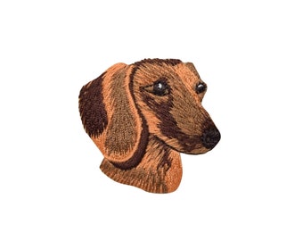 Dachshund Head, Puppy Dog, Wiener dog breed, Embroidered, Iron on Patch