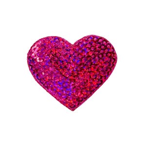 Hot Pink Sequin Heart, Valentine, Iron on Patch