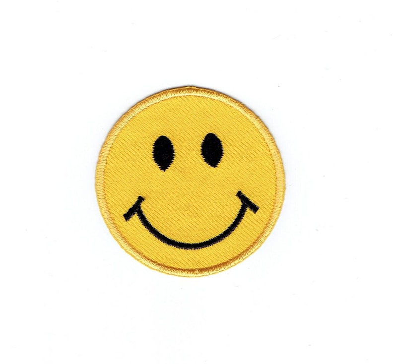 Smiling Face, Embroidered, Iron on Patch image 1