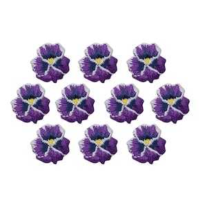 Small Violet Pansy Flower, Embroidered, Iron on Patch