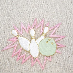 Pastel Bowling Embroidered Iron on Patch