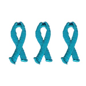 Set di 3 toppe ricamate da stirare, 1 pollice, con nastro color verde acqua contro il cancro