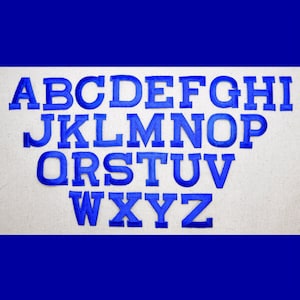 Alphabet Letter - ROYAL BLUE - Block Style - 2 INCH - 2&quot; - Iron on Applique - Embroidered Patch - Choose Letter