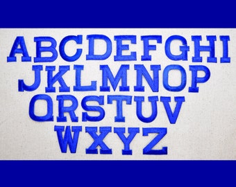 Alphabet Buchstabe - KÖNIGLICHES BLAU - Blockstil - 2 ZOLL - 2 "- Aufnäher zum Aufbügeln - Gestickter Aufnäher - Wählen Sie den Buchstaben