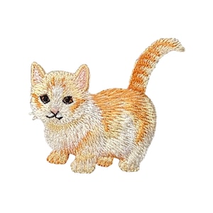 Cream Tabby Kitty Cat, Kitten, Pets, Embroidered, Iron on Patch
