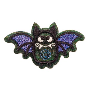Black Glittery Bat, Halloween, Embroidered, Iron on Patch