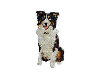 Australian Shepherd, Dog, Puppy, Pets, Sitting, Embroidered, Iron on Patch