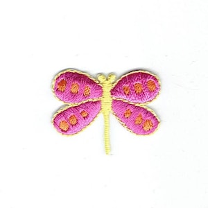 Liten/Mini - Trollslända - Rosa/Gul - Stryk-på-applikation - Broderad lapp - 682384-C