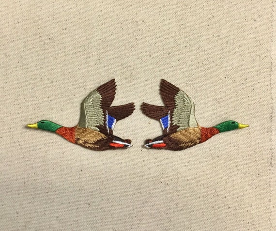 Duck Applique Patch Iron on Flying Drake Mallard Facing Right