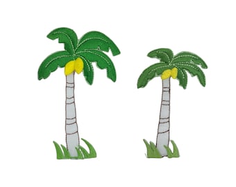 Palm Tree with Yellow Coconuts, Tropical, Beach, Embroidered, Iron on Patch