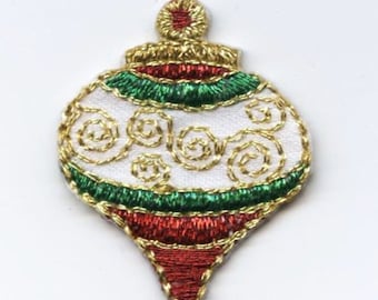 Christmas - Onion Bulb Ornament - Iron on Applique - Embroidered Patch - 695616-A