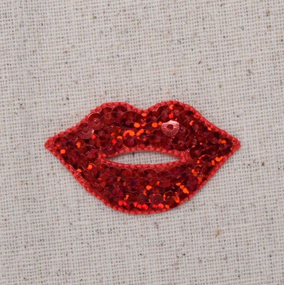 LIPS-RED SEQUINED-Iron On Embroidered & Sequined Applique/Girly Things,Valentine