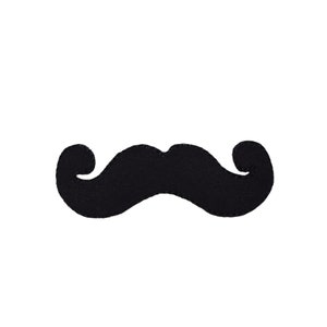 Black Felt Mustache - Hipster - Embroidered Patch - Iron on Applique