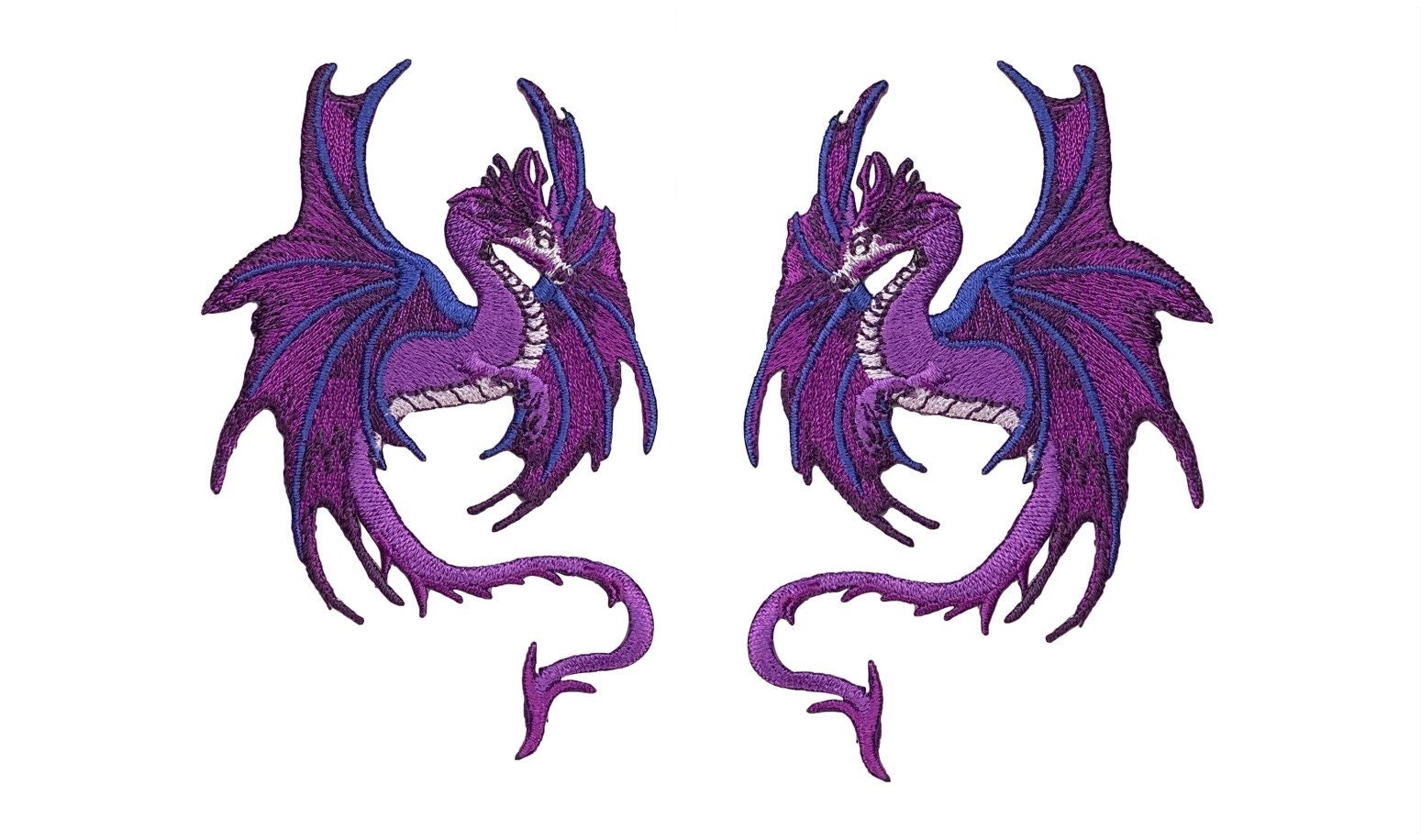 Fantasy Dragon, Purple, Facing Left or Right, Embroidered, Iron on Patch