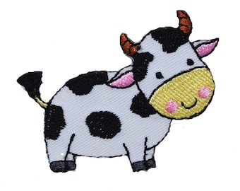 Farm Baby Dairy Cow Terry & Embroidered Iron On Applique Patch 