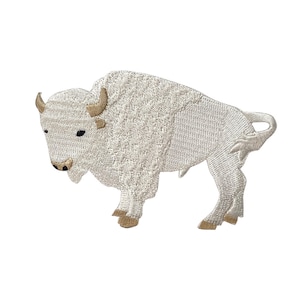 White Buffalo, American Bison, Embroidered, Iron on Patch