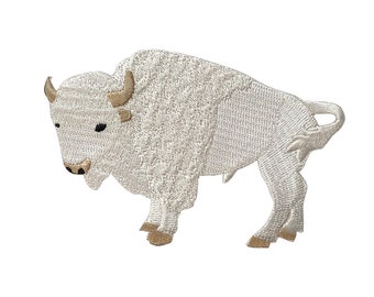 Weißer Büffel, Amerikanischer Bison, gestickt, Aufnäher zum Aufbügeln