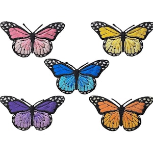 Butterfly, 5 colors, Embroidered Iron on Patch