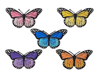 Mariposa, 5 colores, parche bordado para planchar