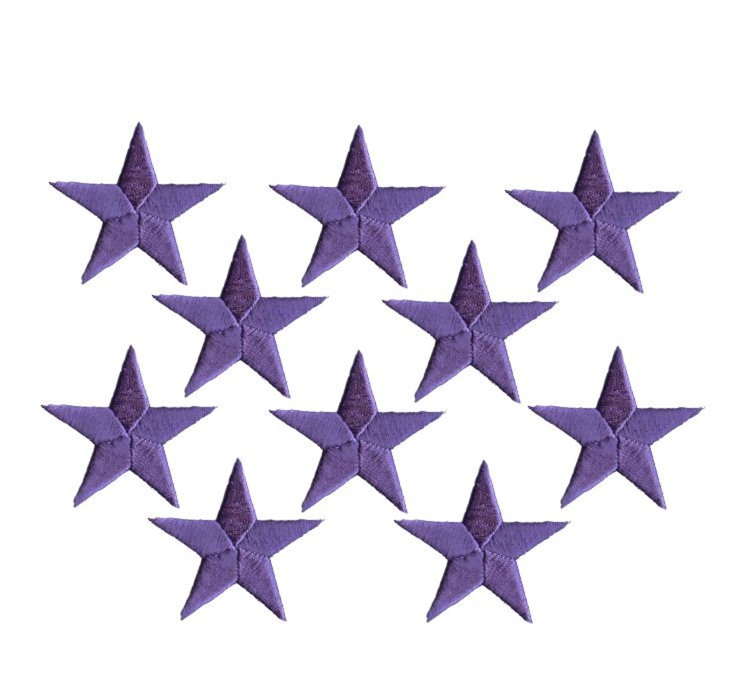 Set of 10, 1-5/8 Black 5-point Stars, Embroidered, Iron on Patch 