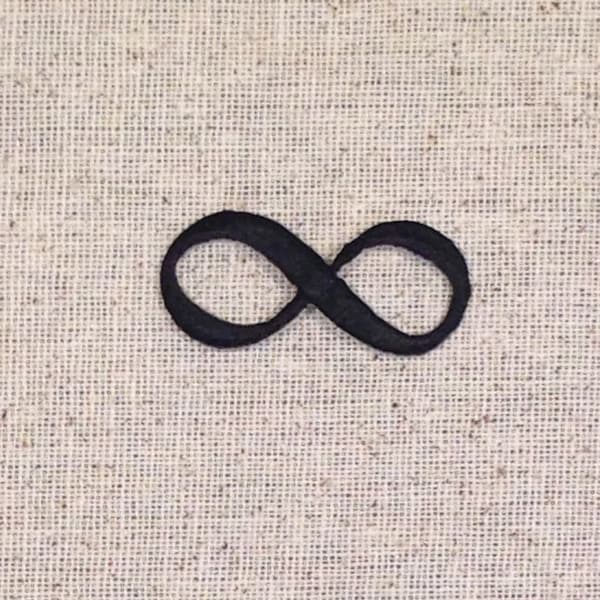 Infinity Sign - Black - Iron on Applique - Embroidered Patch - 696402A
