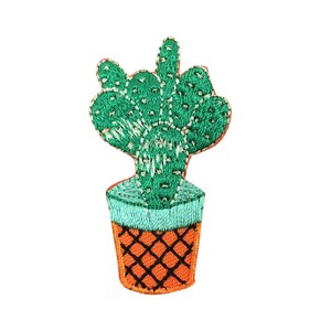 Potted Cactus Plant, Succulent, Embroidered, Iron on Patch