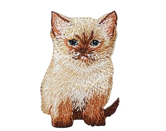 Lot Of 3 Kitten Yarn Ball Iron-On Patches - Embroidered Cat Toy Appliques For Crafts