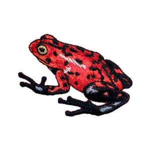 Rã-árvore, iridescente brilhante, vermelho, remendo para passar a ferro, emblema bordado