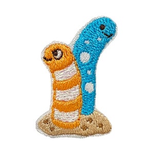Sea Worms in Sand, Children&#39;s Design, Iron on Patch, Embroidered, DIY Crafts for Kids